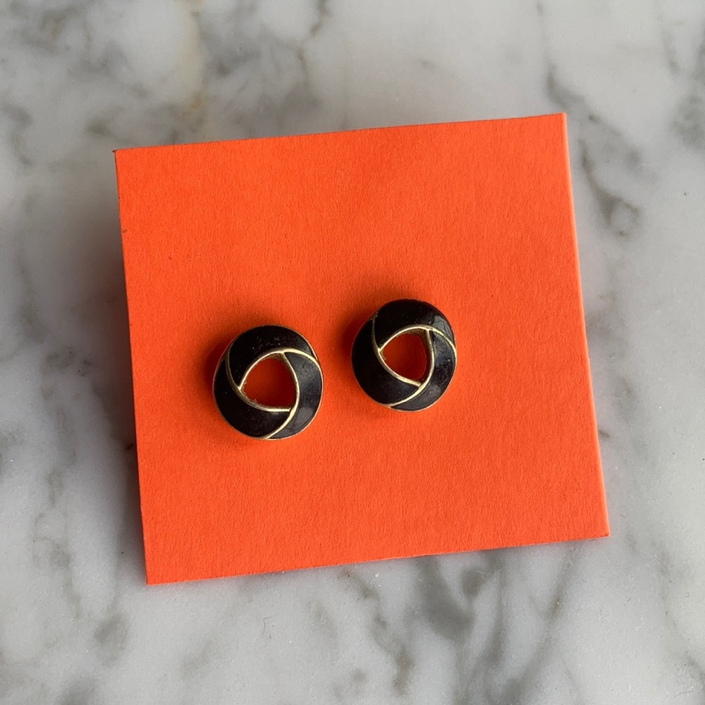 Earring black with gold circle post earrings 3/$9